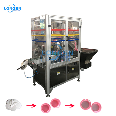 Automata palackkupak/fedél fólia vatta behelyező gép